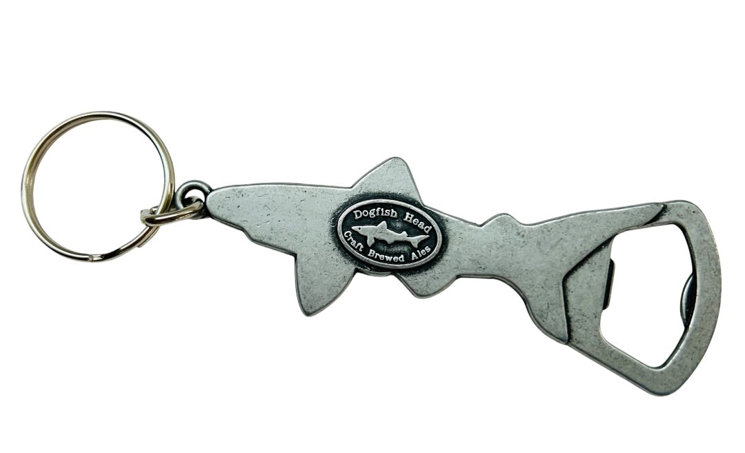 Dogfish Head Ale Silvertone Keychain Bottle Opener Keyring 5"