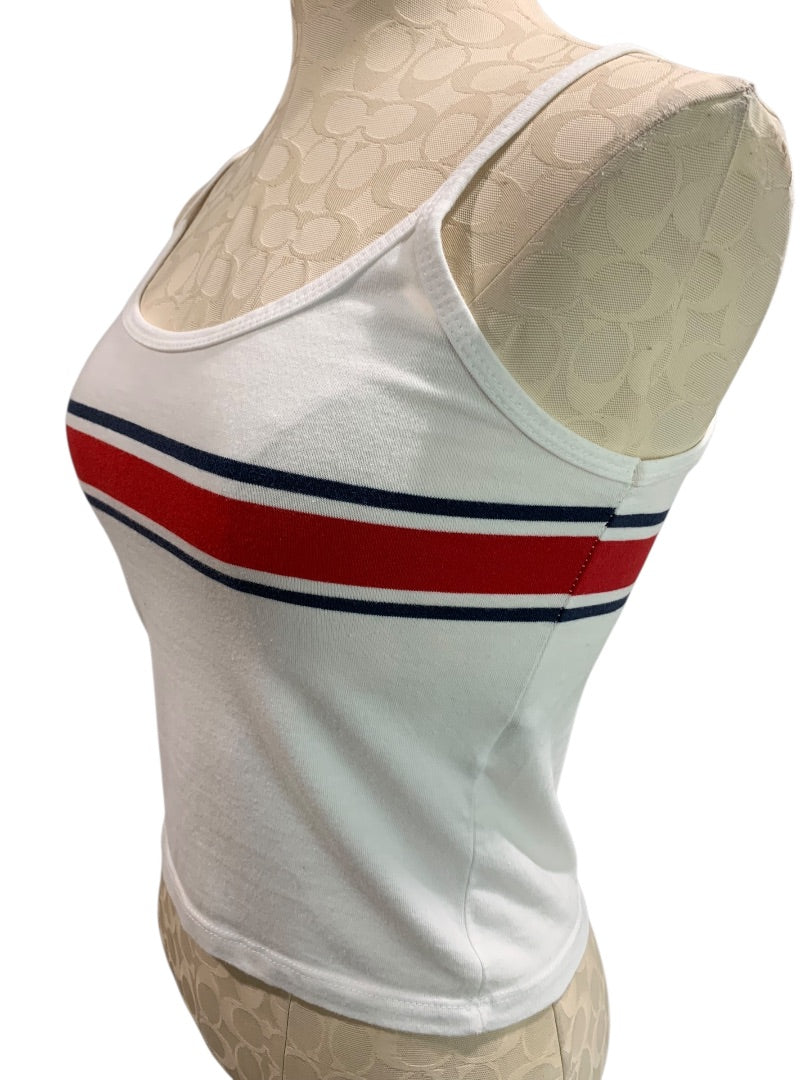 One Size John Galt Brandy Melville Retro White Striped Tank Top Shirt