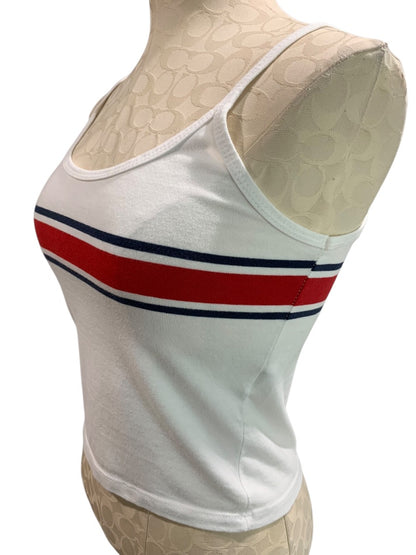 One Size John Galt Brandy Melville Retro White Striped Tank Top Shirt