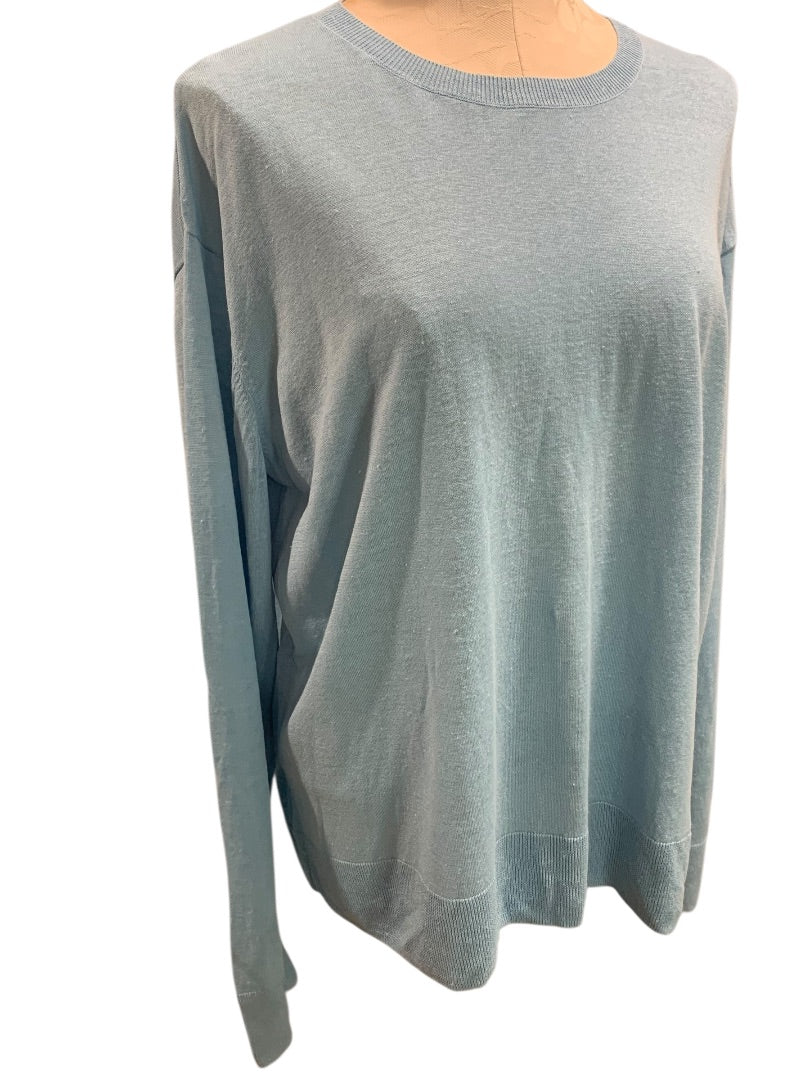 XL Nordstrom Signature Womens Blue Sweater Linen Blend Pullover