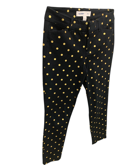 Size 0 Old Navy Pixie Pants Ankle Length Black Gold Polka Dots