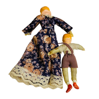 Vintage Caco Caho Doll Miniature Mom and Son 5" 3" Bendy Germany