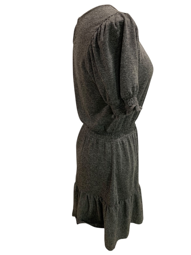 Small Petite Loft Heathered Gray Jersey Knit Dress Banded Waist