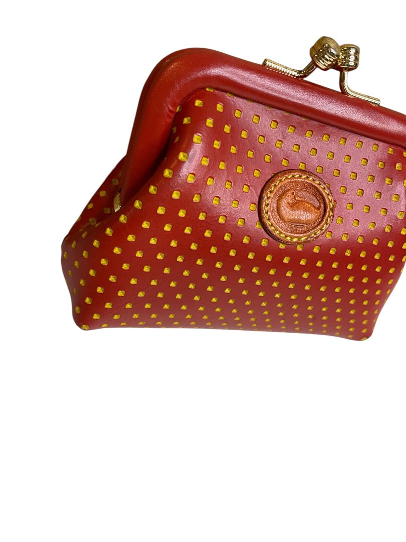 Vintage Dooney & Bourke Cabrio Leather Kisslock Coin Purse Red Leather