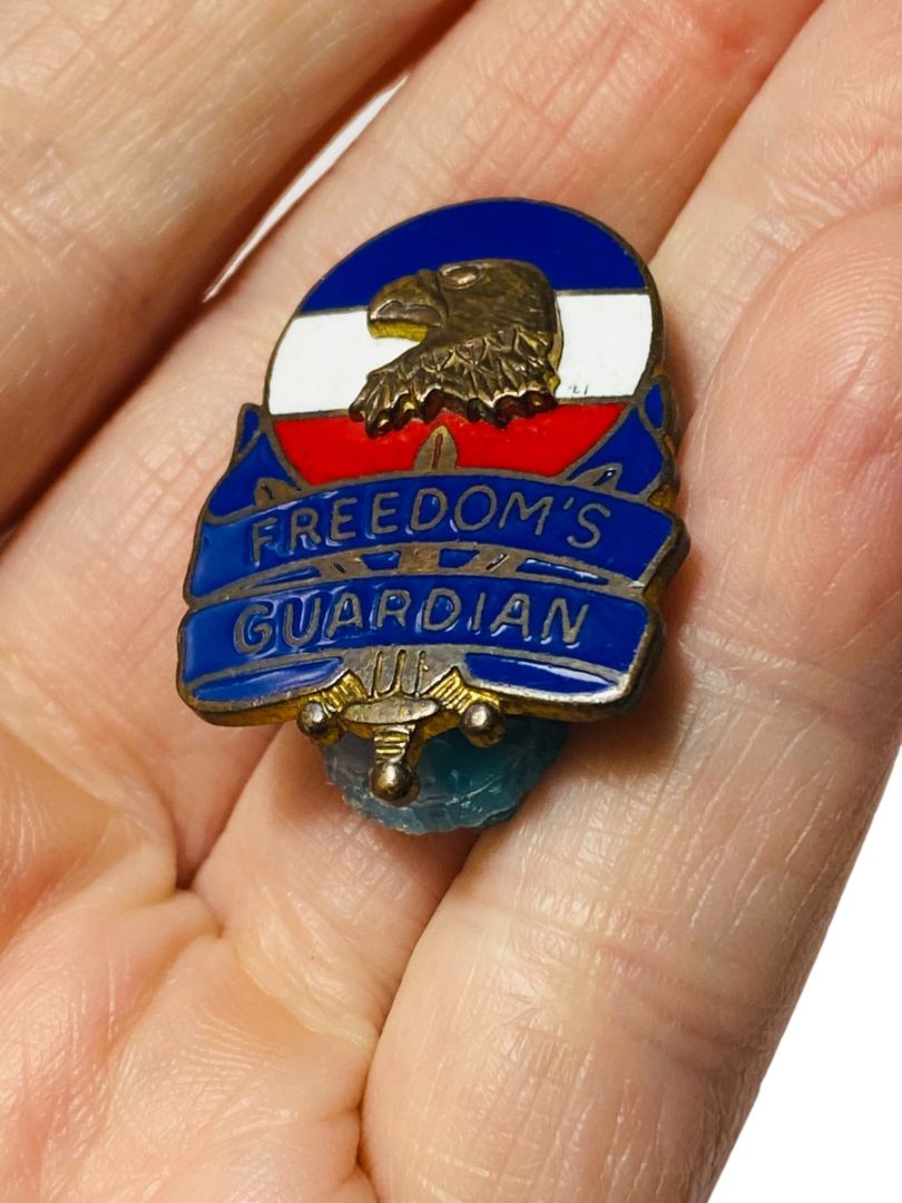 Original Vintage US Army Eagle Freedom's Guardian Lapel Pin L22 1"