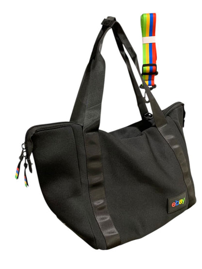 Ebay Branded Black Neoprene Tote Travel Bag 22 x 14x 7  Bag Rainbow Strap New
