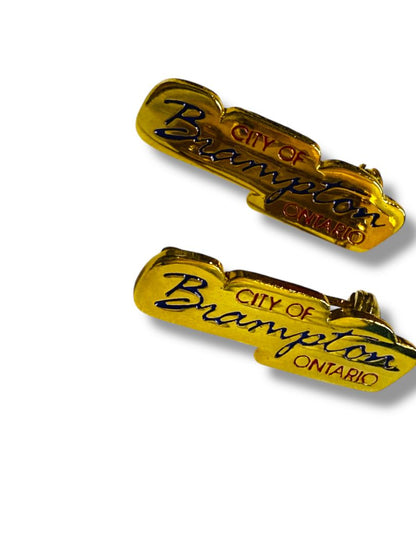 City of Brampton Ontario Goldtone 1" Lapel Pins Set of 2