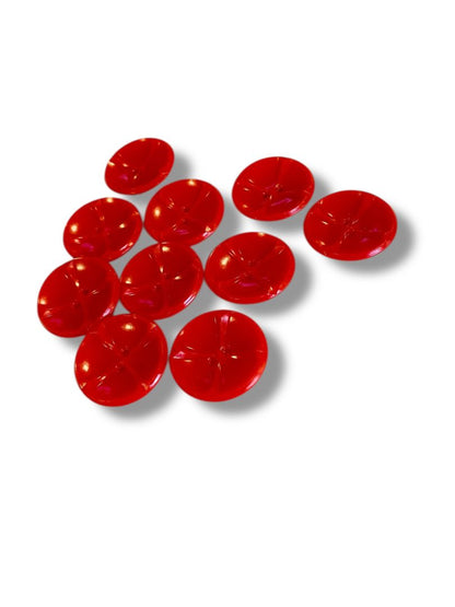 Set of 10 Midcentury Red Plastic Buttons  Curved Craft Sew 1" Diameter