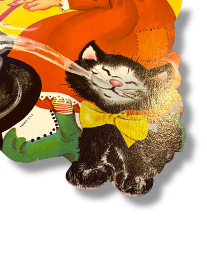 Vintage Eureka Cutout Witch Cat Halloween Cute 10.5" USA