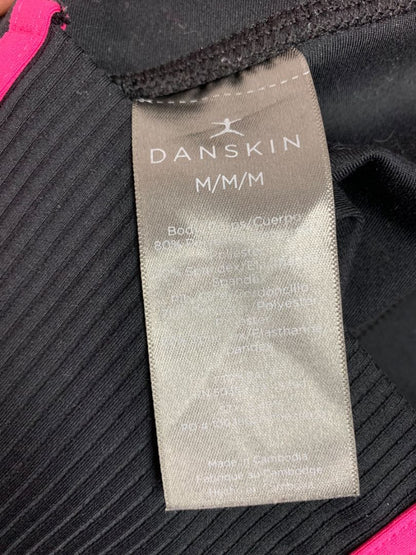 Medium Danskin Womens Black Leggings Pockets Pink Stripe