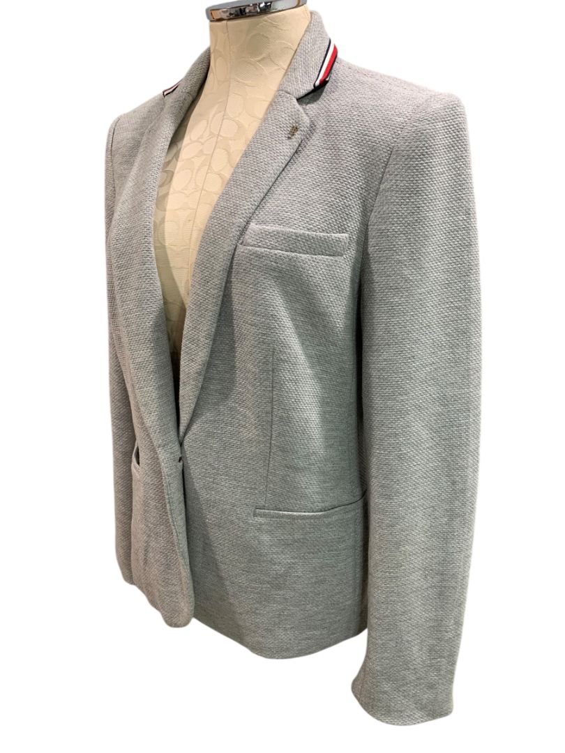 Size 10 Tommy Hilfiger Womens Gray Knit Blazer Elbow Patches