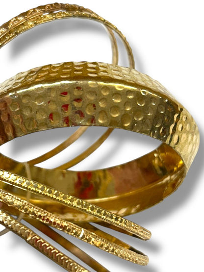 New Set of 6 Goldtone Bangle Bracelets Assorted Size Textures Widths