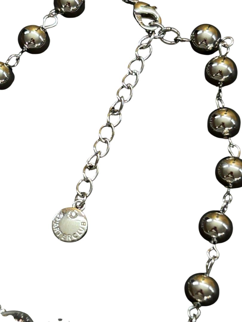 Silvertone Jewelry Set Pierced Earring Necklace Charter Club Sparkles