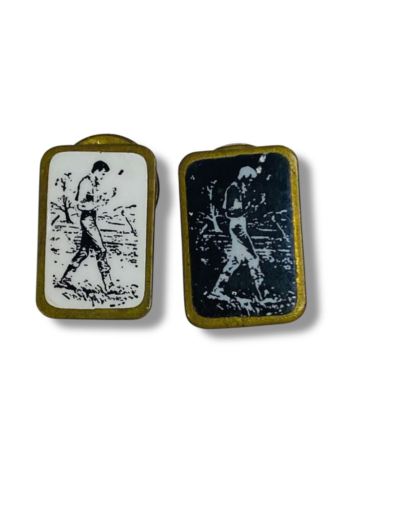 Set of 2 Resin Lapel Pins .6" Navy Blue White Man in Field