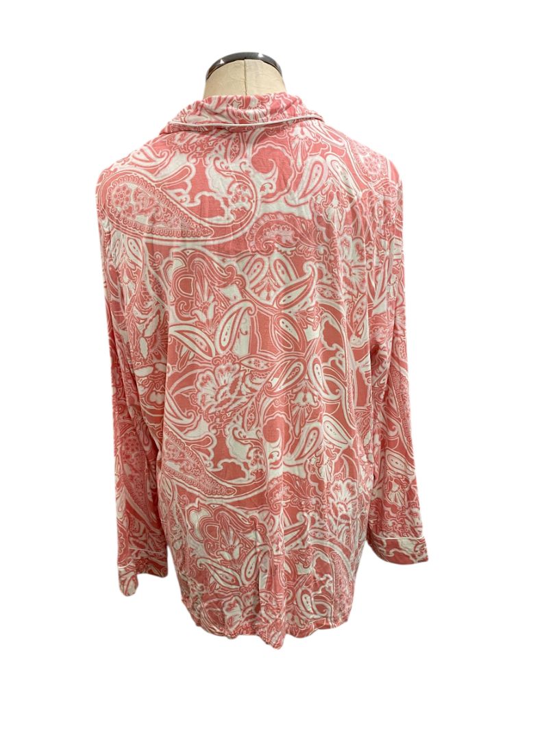 Size XL Soma Pink PJ Top Shirt Button Up Pink White Womens