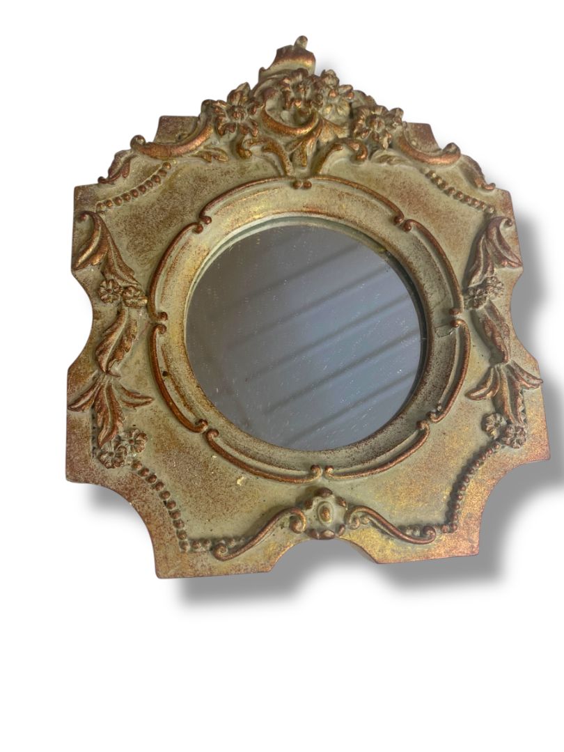 Small Wall Hanging Accent Mirror Shabby Chic Resin 6"h x 5"w