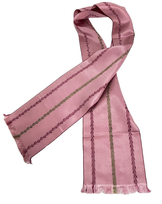 Vintage 1960s Made in France for Echo Women's Pink Green Scarf 43"l x 4.75"w