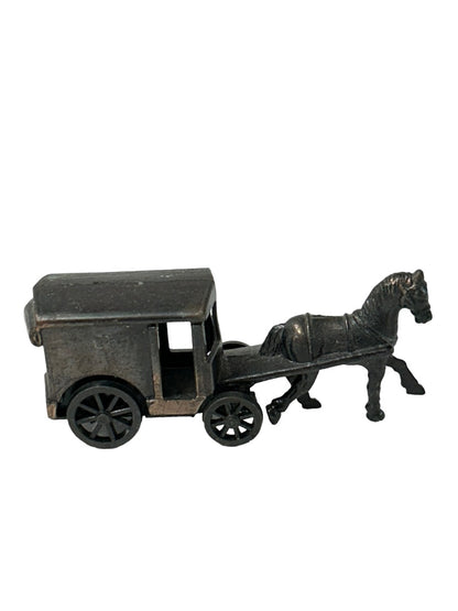 Set of 2 Diecast Pencil Sharpeners Train Locomotive Horse Drawn Carriage