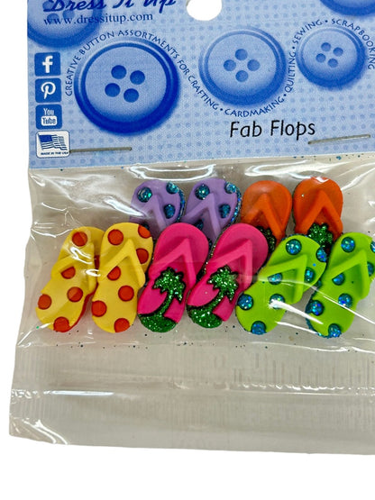 Dress it Up New Pack of 8 Buttons Fab Flops  Sewing Notions Flip Flops #4824