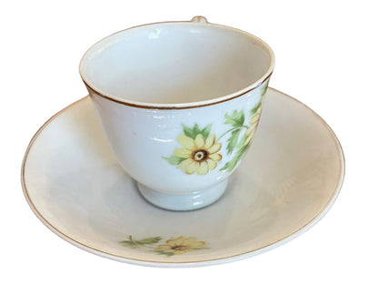 Vintage Japan Porcelain Yellow Daisy Petite Cup and Saucer Set