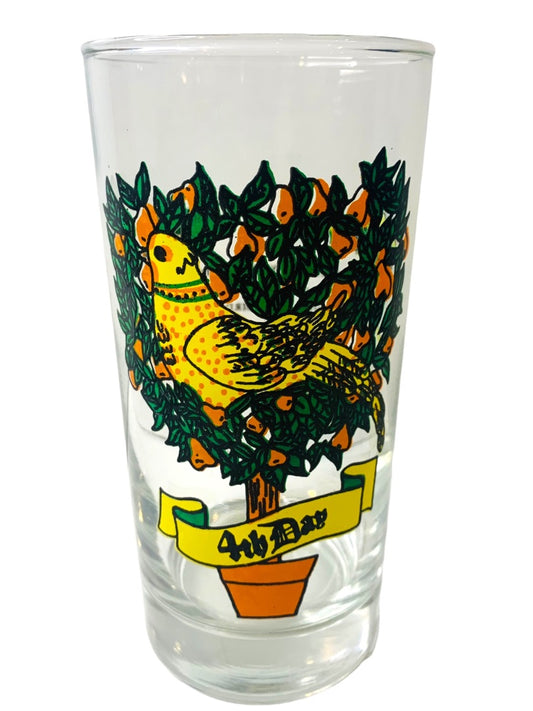 Vintage Tumbler Glass Taylor Smith & T 4th Day of Christmas 10 oz Drinking