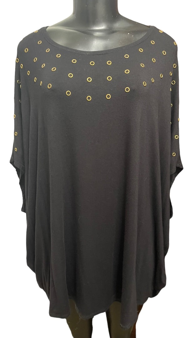 3X Philosophy Woman Republic Clothing Black Top with Gold Grommets