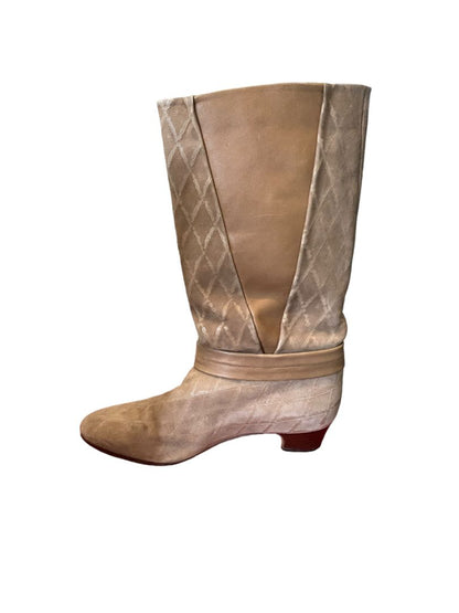 7.5 Cesare Piccini Tan Rustic Diamond Pattern Almond Toe Boots Leather