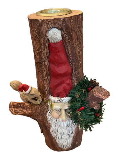 Santa's World Kurt S Adler Inc Santa Tree Stump Squirel Wreath Candle Holder