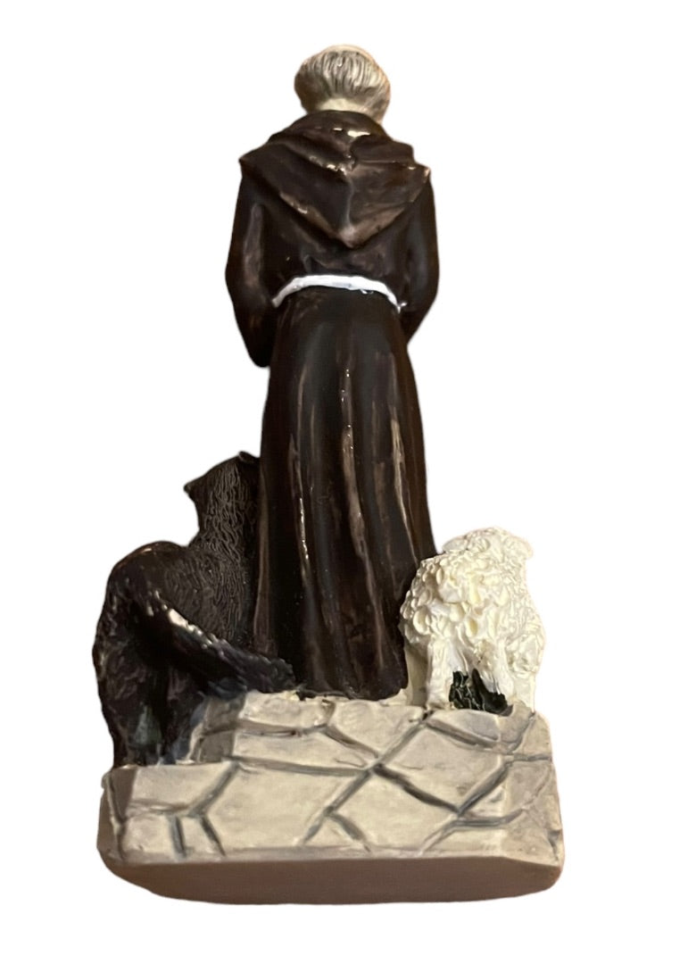 Saint Francis of Assisi 4" Figurine  Dog Sheep Bird Resin S. Francesco