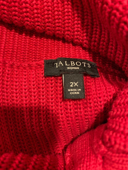 2X Talbots Woman Red Foldover Neckline Soft Cotton Modal Sweater