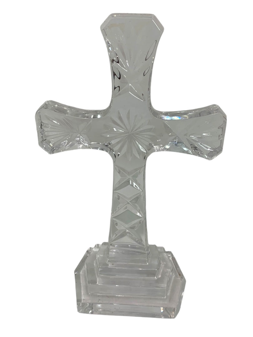 Marquis by Waterford 8" Standing Crystal Cross Clear Glass Chip