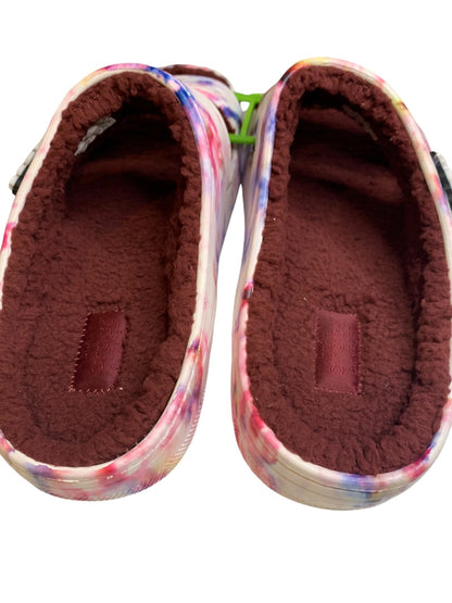 Crocs New Classic Cozy Tie Dye Sandal Mens Size 10 Womens 12 Garnet Fleece