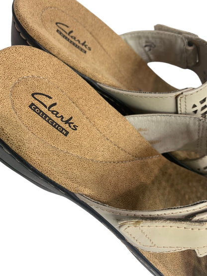Size 8.5 Clarks Womens Hayla Sandal Beige Leather Adjustable Lightweight