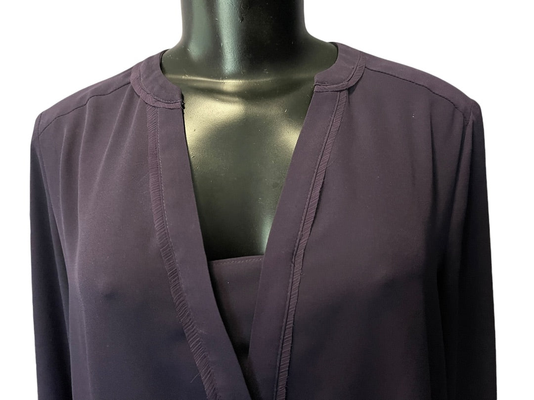 Small Simply Vera Wang Womens Popover Blouse Shirt Purple V-Neck