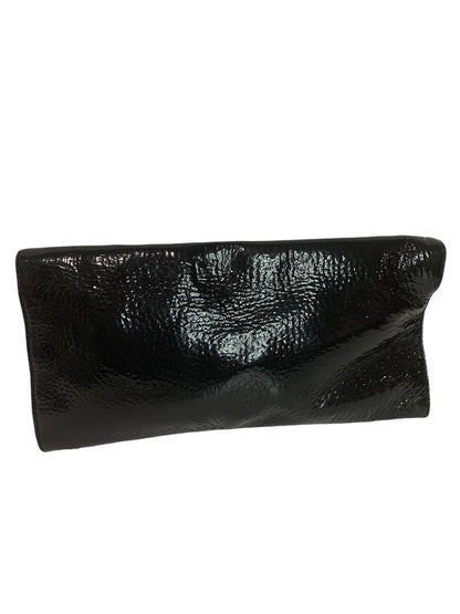 Borbonese Black Crinkle Patent Leather Envelope Clutch Bag 1990s