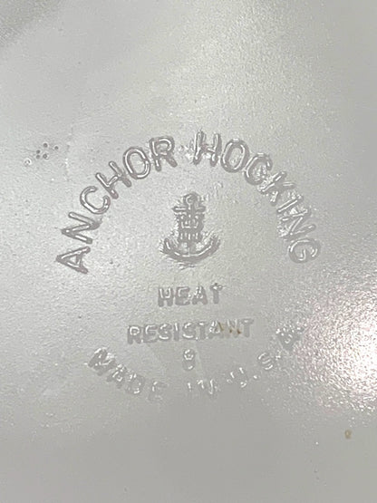 Vintage Anchor Hocking White Swirl Dinner Plate Gold Trim 10 Inch