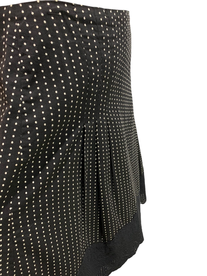 Size 6 Ann Taylor Womens A-Line Black Polka Dot Skirt Eyelet Hem