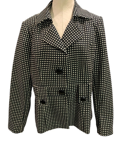 XL Susan Bristol Black Polka Dot Jacket Blazer Lapels