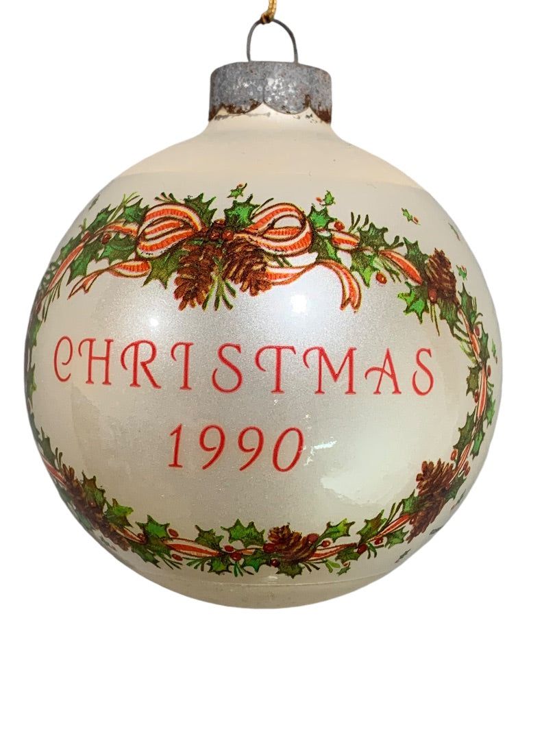 Current Vintage 1990 Grandpa Glass Wrap Ornament Ball