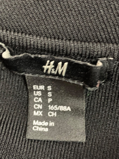 Small H&M Womens Black Fitted Wide Neck Stretch Top Shirt