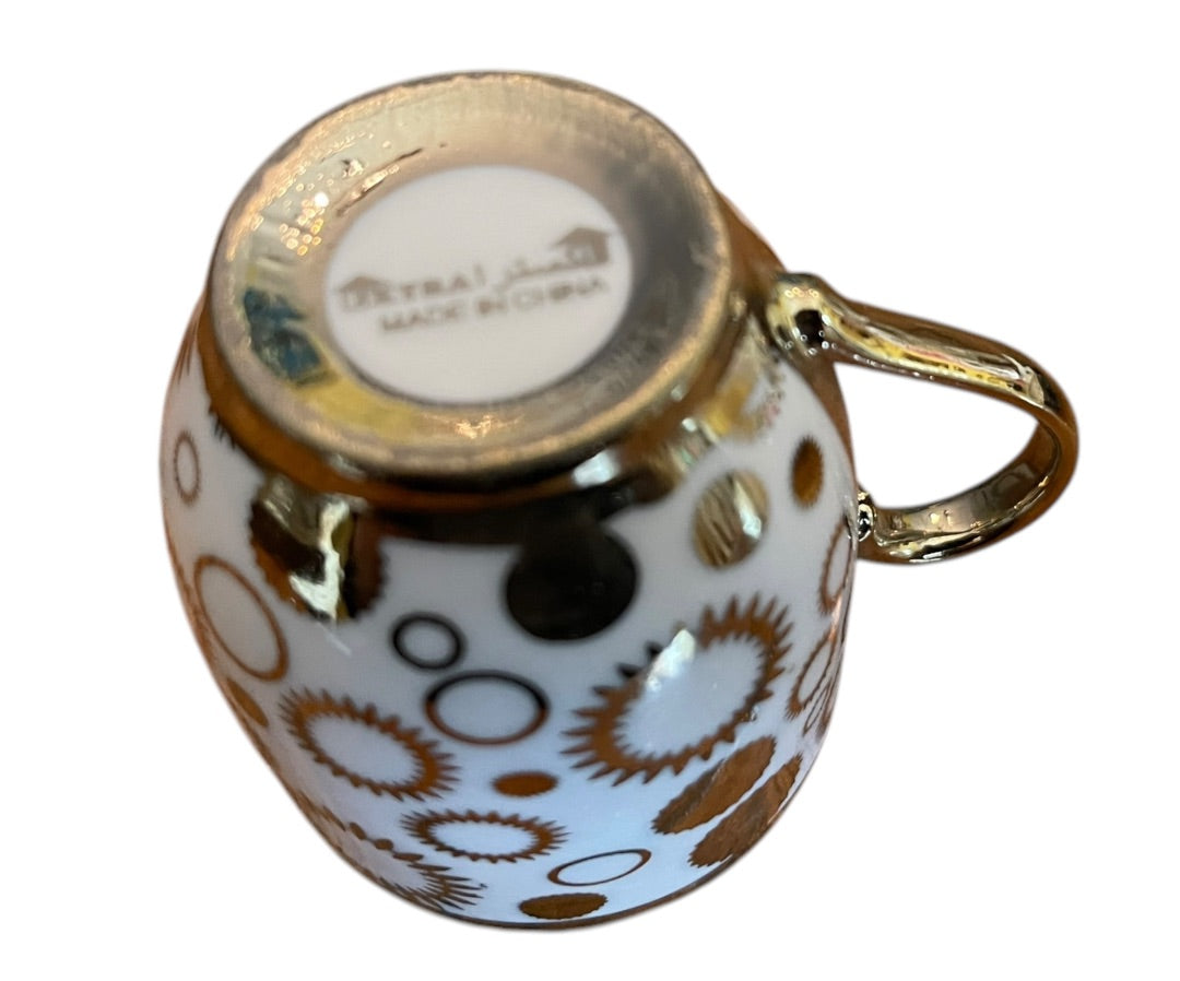 Extra Set of 4 Demitasse Cups and Saucers Set White Gold in Box