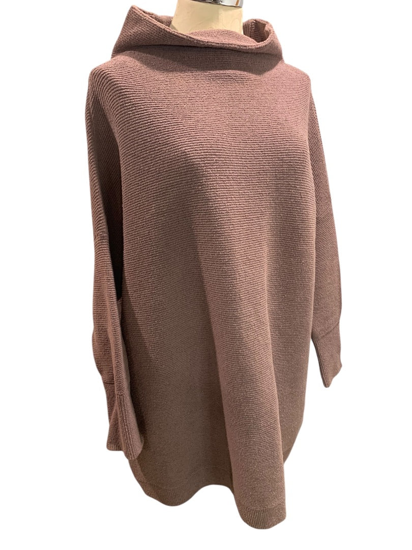 Medium Free People Womens Oversize Mauve Tunic Sweater Mockneck