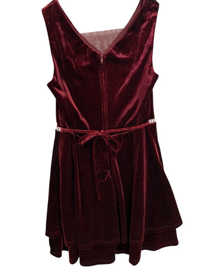 Size 10 Speechless Kids Sleeveless Burgundy Dress Velour Holiday