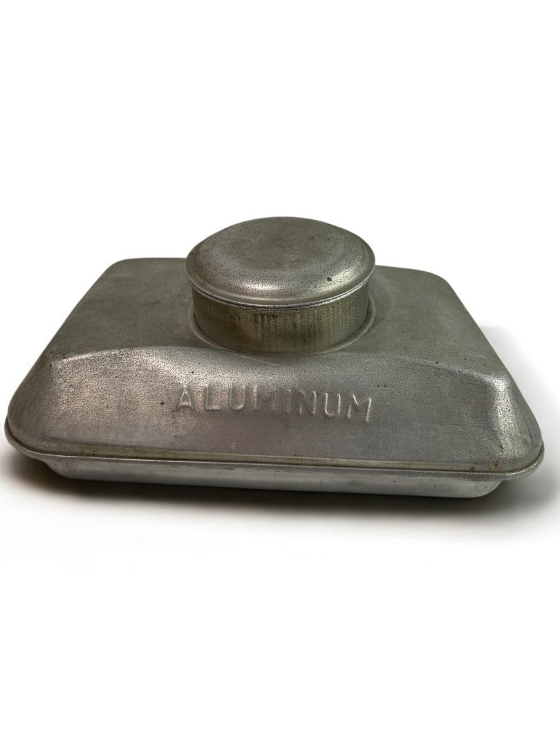 Vintage Aluminum Miners Lunch Box Lid Storage Liquid