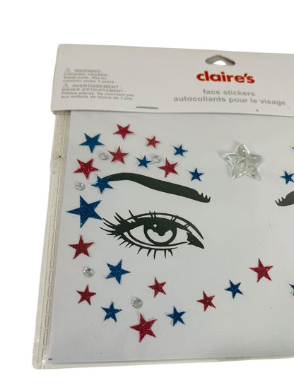 Claires New Face Stickers Patriotic Sparkly Stars USA