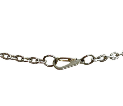 Silvertone 16 Inch Necklace 2" Drop Heart Crystals Lobster Clasp