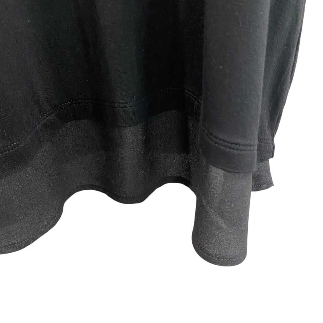 Large Calvin Klein Womens Black Tshirt Chiffon Trim Cap Sleeve