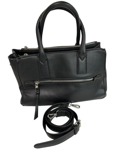 Charming Charlie Black Vegan Leather Satchel Handbag Detachable Crossbody Strap