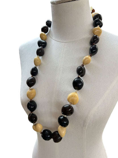 Large Hollow Brown Tan Lightweight Oversize Tie Neck Closure 33 Inch