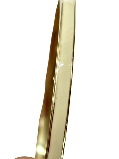 Goldtone Enameled Ivory Bangle Bracelet 2.6" Inside Diameter 4mm